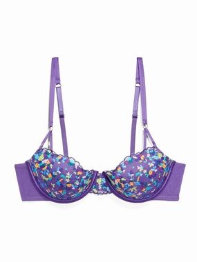 Savage X Fenty Steamy Floral Padded Balconette Bra NWT Purple 32B